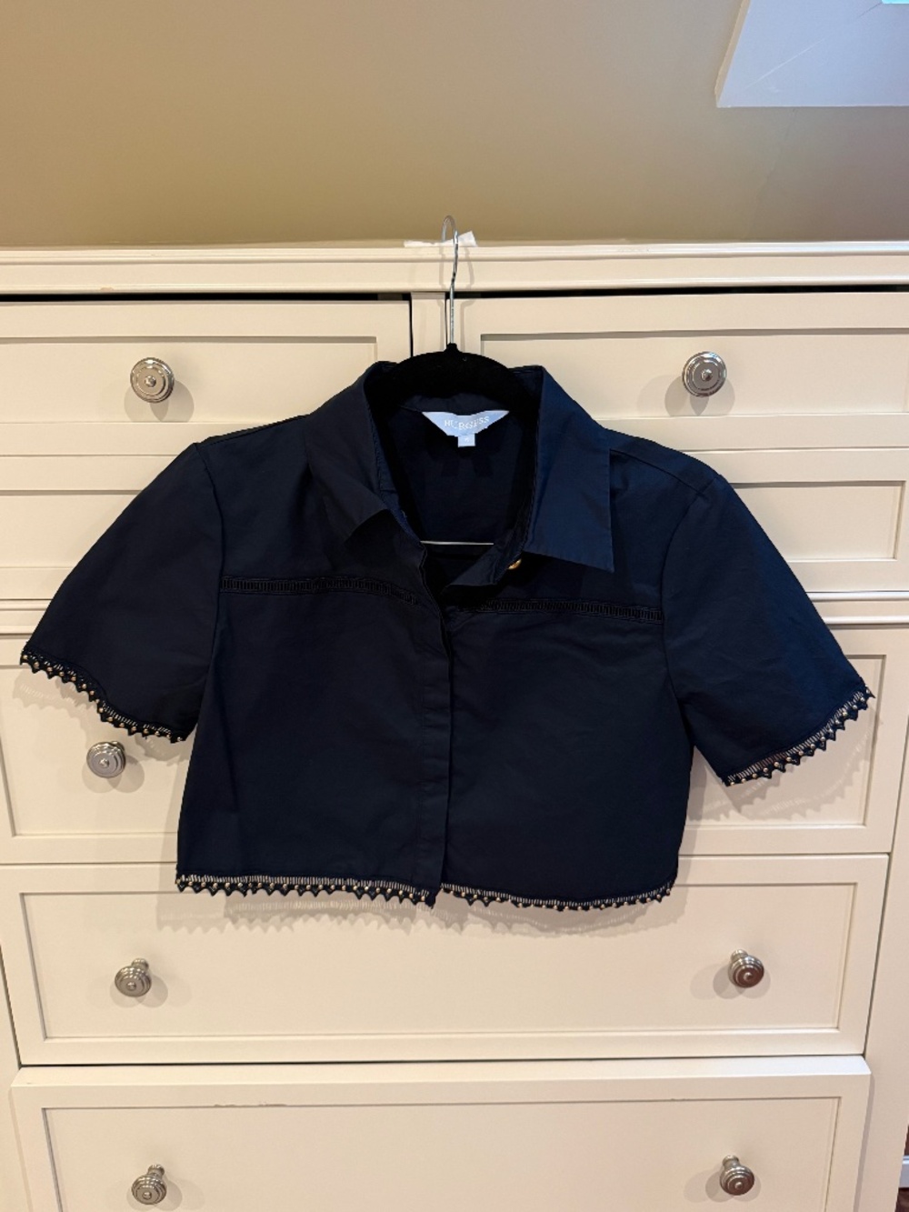 NWOT Burgess Cotton Poplin Shirt Navy S